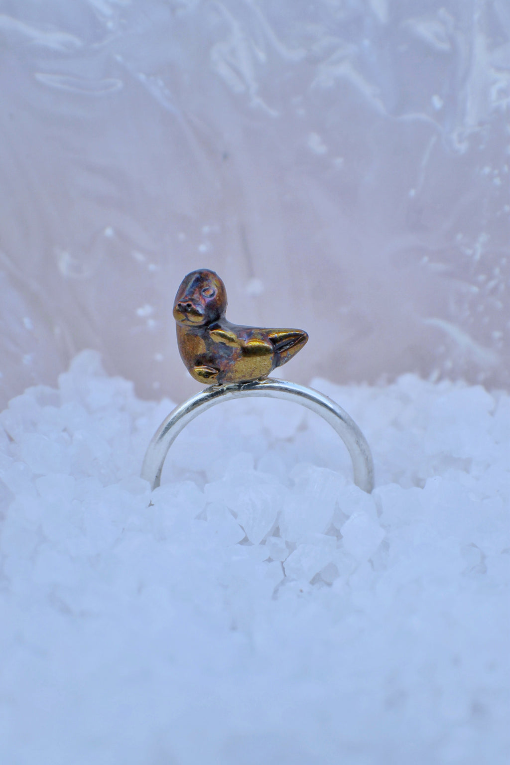 Anillo foca de lado con pátina